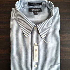 Men's Croft & Barrow Navy Blue Striped Long-Sleeve Oxford Shirt, 16-1/2, 36, NWT